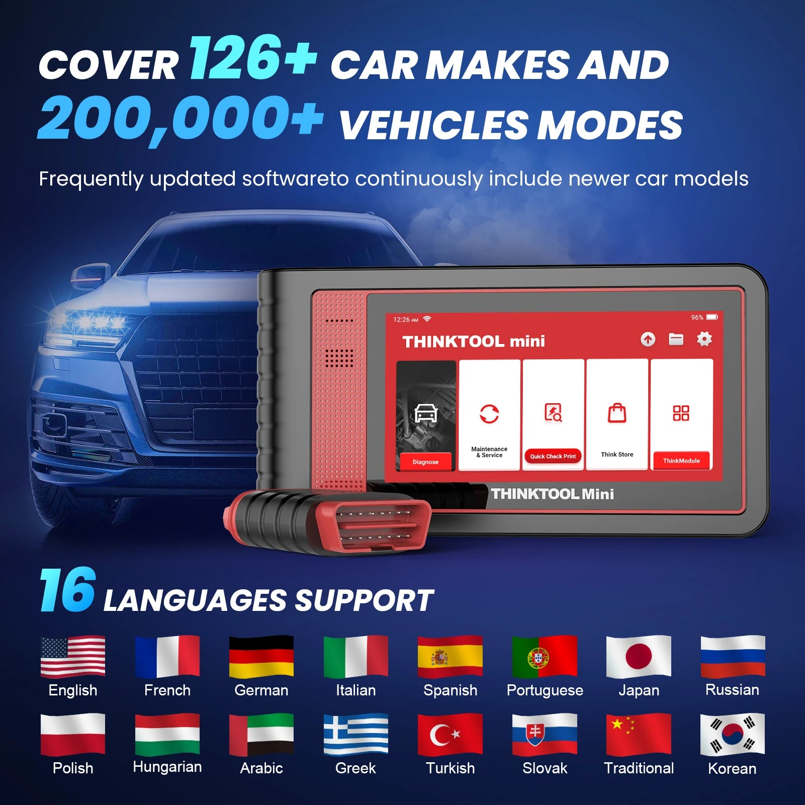Тестер, Mini2 & G2, OBD2, 28 нулирания, ECU кодиране, Bluetooth, Wifi ...