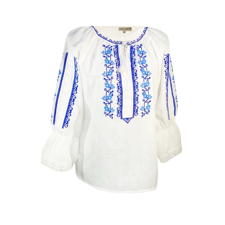 Bluza tip ie fete F2, Alb/Albastru Caraibe