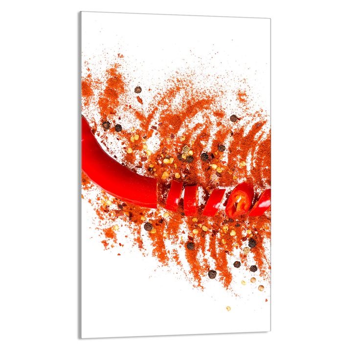Tocator de bucatarie Chilli, DarHaus, Sticla, Multifuctional, 30x52cm, Alb/Rosu