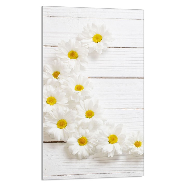 Tocator de bucatarie Lemn, DarHaus, Sticla, Multifuctional, 30x52cm, Alb/Galben