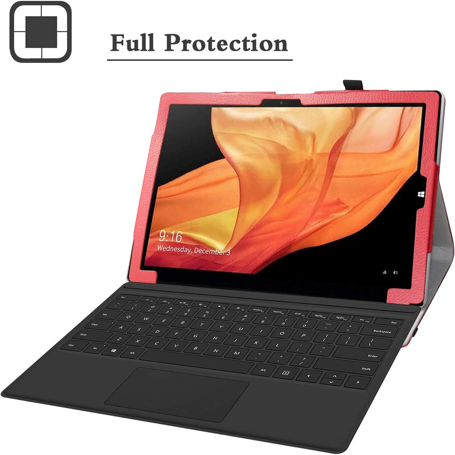 Husa tableta tip stand, compatibila cu CHUWI UBook X de 12", protectie 2 in 1, cu suport pliabil, flip cover, Rosu