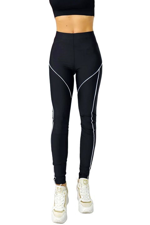 Colanti fitness Yuri, cu imprimeu grafic contrastant, Negru, Marimea 5XL