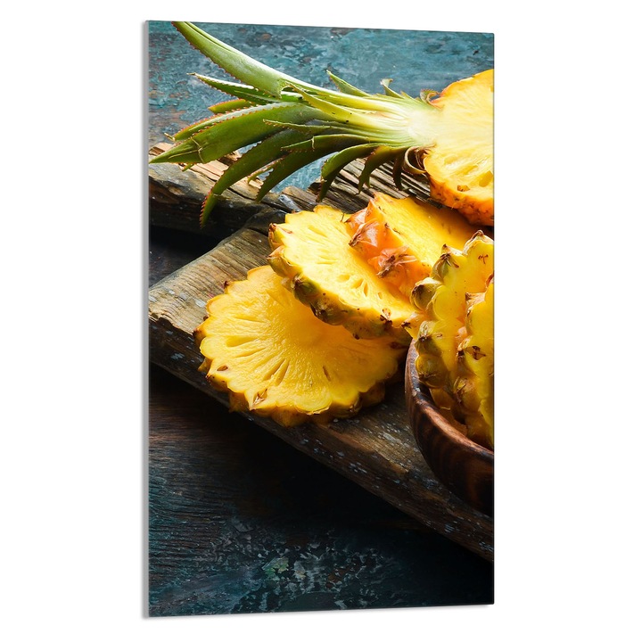 Tocator de bucatarie Ananas, DarHaus, Sticla, Multifuctional, 30x52cm, Multicolor