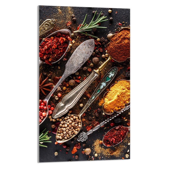 Кухненска дъска за рязане, Подправки, DarHaus, Стъкло, Мултифункционална, 30x52см, Многоцветна