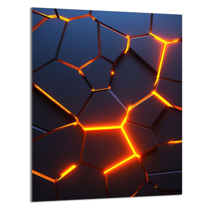 Tocator de bucatarie Magma, DarHaus, Sticla, Multifunctional, 40x52cm, Negru/Portocaliu