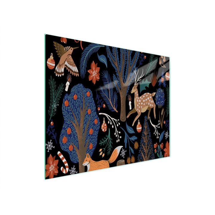 TMK konyhai vágódeszka, 52x30cm, üveg, téglalap, állatok