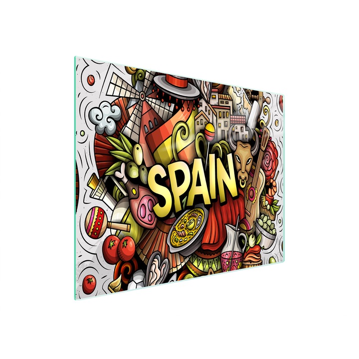 Мултифункционална дъска за рязане TMK, стъкло, многоцветна, 52x30см