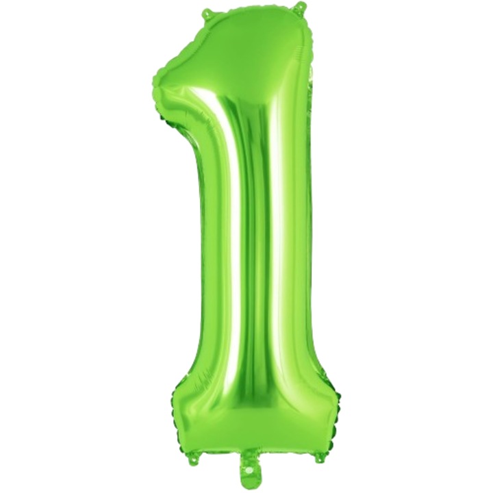 Fém fólia lufi, 1. szám, Születésnapi parti dekoráció, 100 cm, Zöld