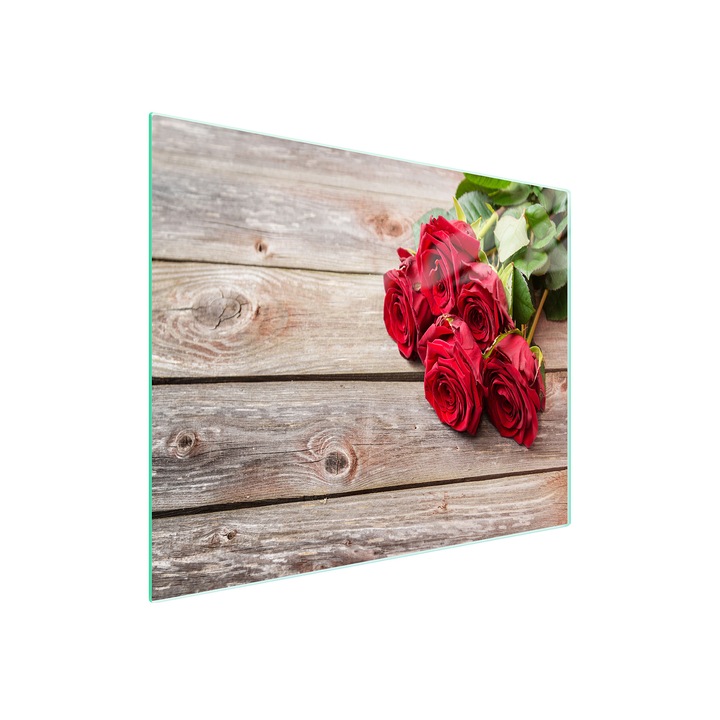 Placa de taiat, DarHaus, k-d10277, Sticla, 52x30, Trandafiri