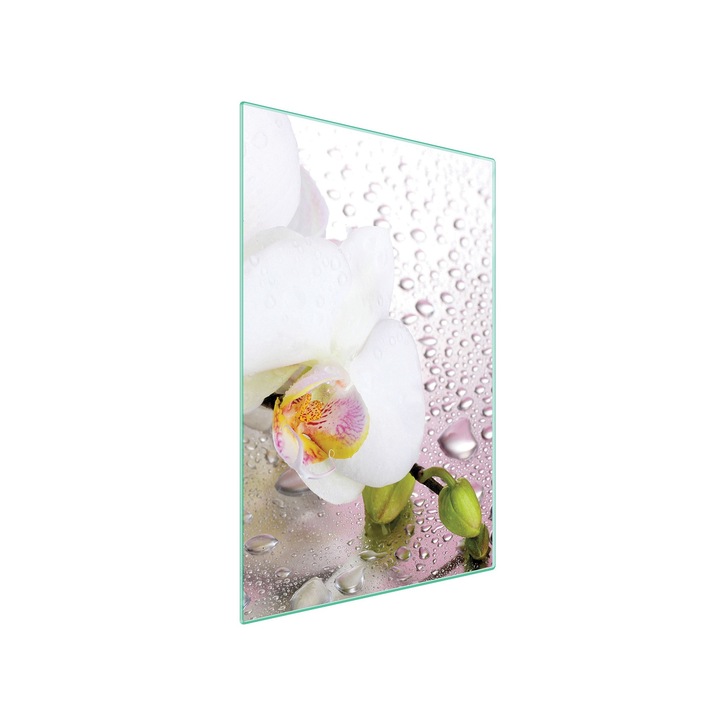 Tocator de bucatarie multifunctional, TMK, k-130164, Sticla, 35x52 cm, Orhidee