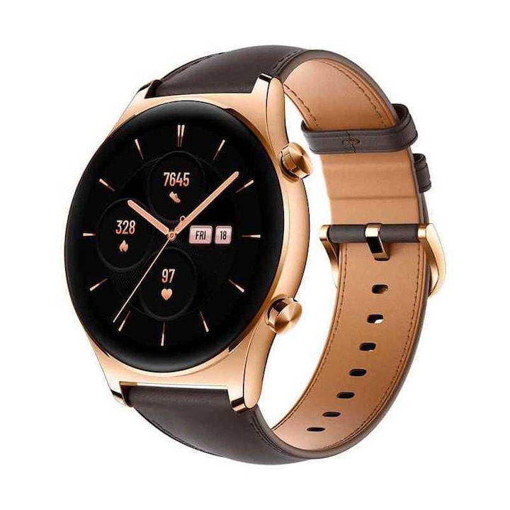 Smartwatch HONOR Watch GS3, AMOLED екран 1.43 инча, GPS, Bluetooth 5.0, iOS& Android Кафяв/Златист
