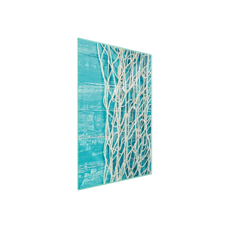 Tocator de bucatarie multifunctional, TMK, k-130225, Sticla, 35x52 cm, Turcoaz