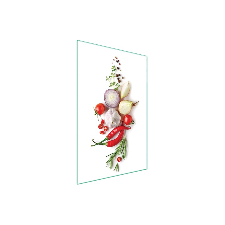 Tocator de bucatarie multifunctional, TMK, k-130375, Sticla, 35x52 cm, Legume