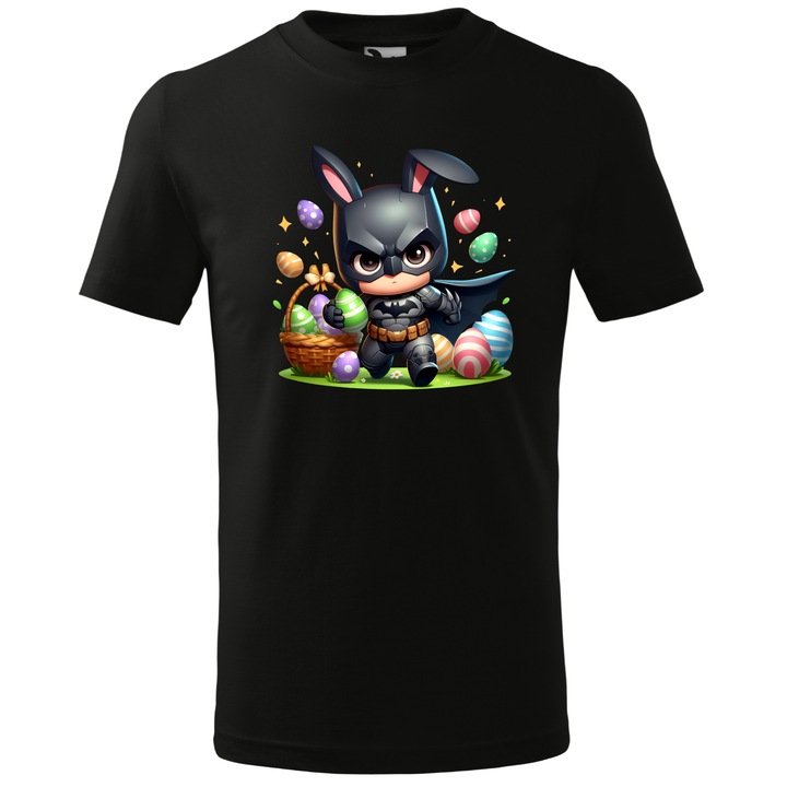 Tricou Paste, Personalizat Batman, Bumbac 100%, Pentru Copii, Negru, 12 ani, 158 cm