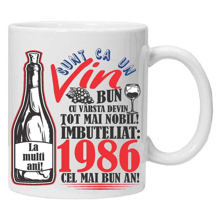 Cana personalizata "Un Vin Bun", 1986, CRD PRINT, 330ml, alba