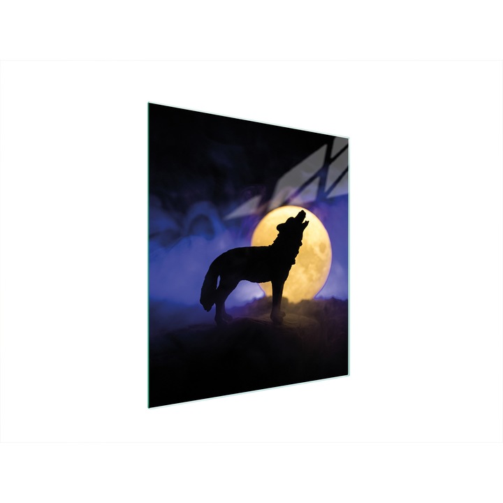 DarHaus konyhai vágódeszka, 45x52cm, Edzett üveg, Farkas motívum