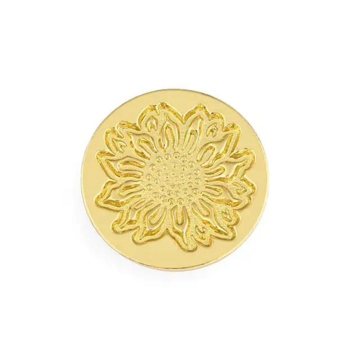 Set Sigiliu de alama, Stampila ceara cu maner lemn, model floarea soarelui