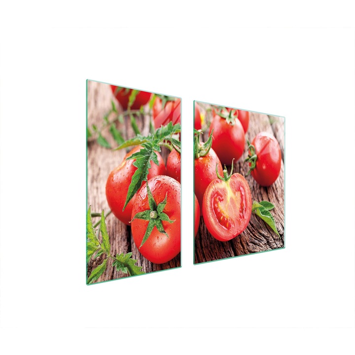 Кухненска дъска за рязане DarHaus, стъкло, 100x52см, Мотив домати