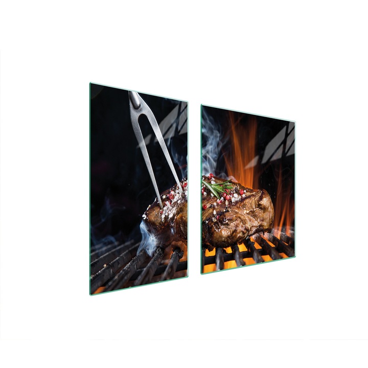 Мултифункционална дъска за рязане DarHaus, закалено стъкло, 100x52см, Grill