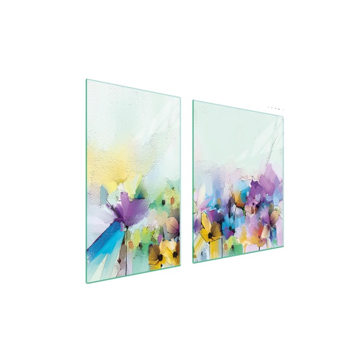 Мултифункционална дъска за рязане DarHaus, стъкло, флорален модел, 100x52см