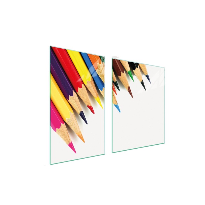 Многофункционална дъска за рязане DarHaus, закалено стъкло, многоцветна, 60x52см