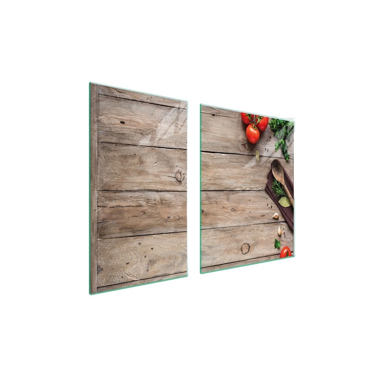 Мултифункционална дъска за рязане DarHaus, закалено стъкло, 60x52см, имитация на дърво