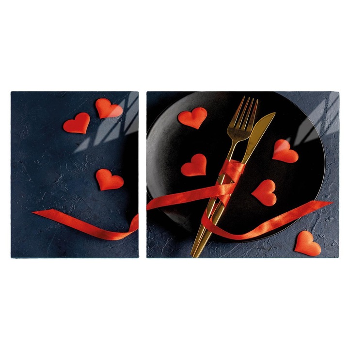 Комплект от 2 многофункционални дъски за рязане DarHaus, 100x52 см, стъкло, сърца