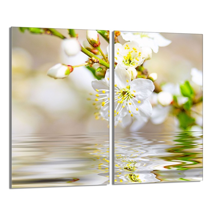 Set 2placi de protectie plita, DarHaus, Model flori, Sticla, 2 x 30x52 cm, Multicolor