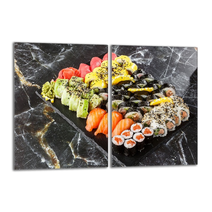 Set 2 placi de protectie plita, TMK, sticla, multifunctionale, 40 x 52 cm, multicolor