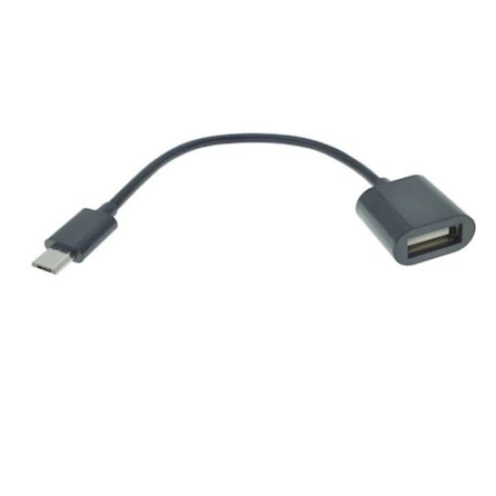 OTG adapterkábel USB 2.0 anya és microUSB duga, 12 cm, fekete, Dactylion®