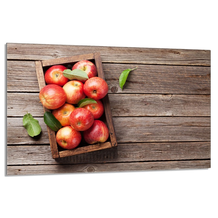 Placa de protectie din sticla pentru aragaz 80x52cm Mere