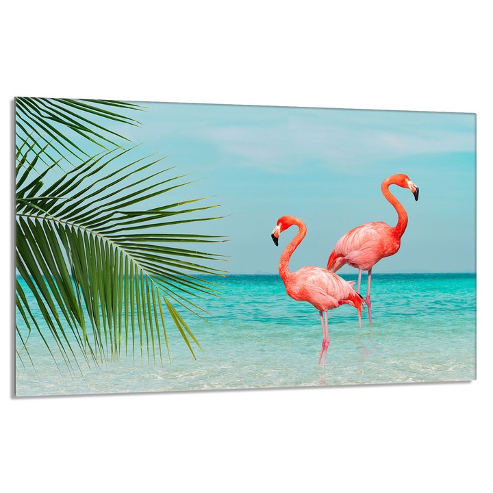 Üveg tűzhelyvédő lap 80x52cm Flamingo
