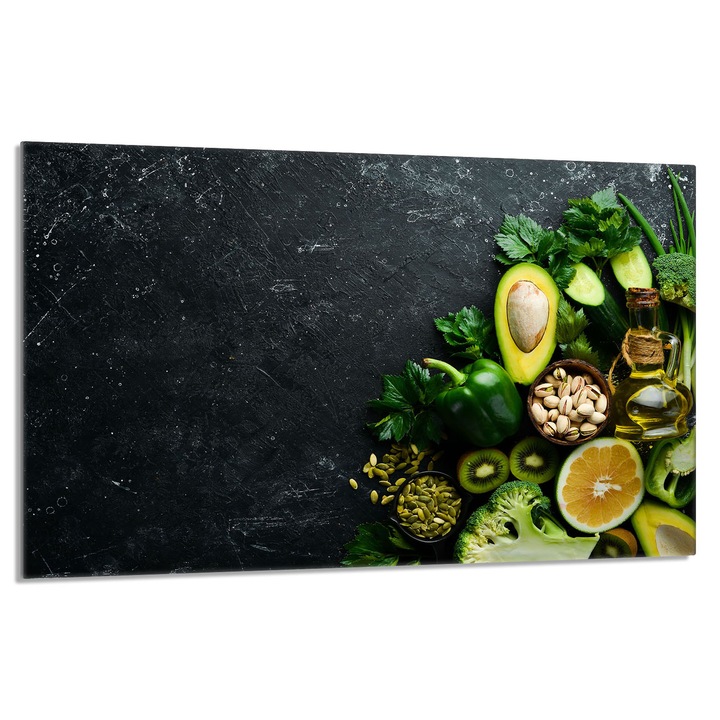 Placa de protectie sticla pentru aragaz 80x52cm Avocado