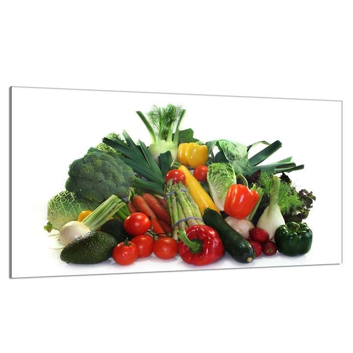 Placa de protectie sticla pentru aragaz 90x52cm Legume