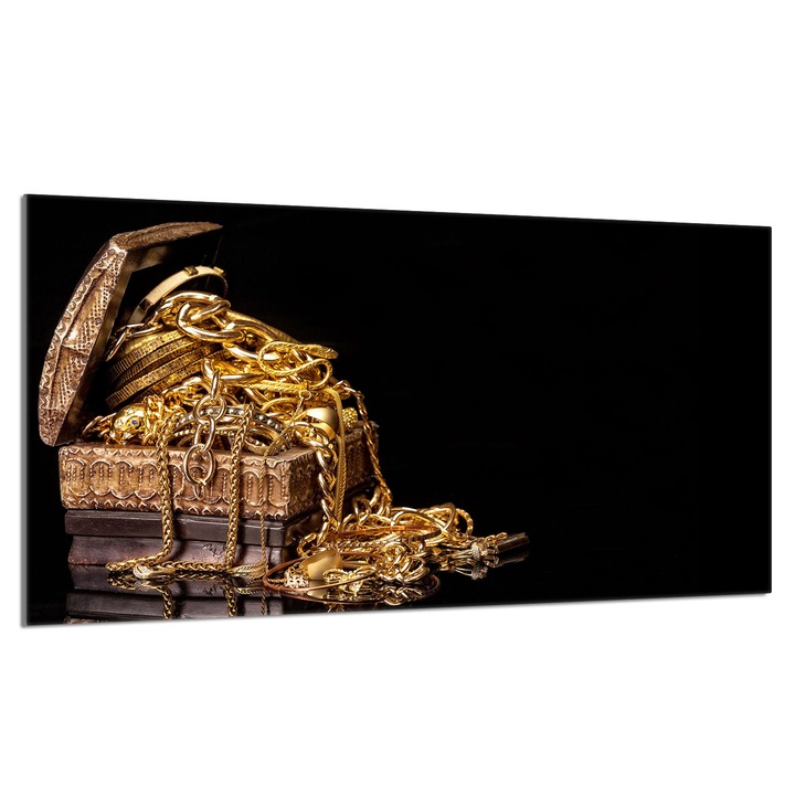 Placa de protectie din sticla pentru aragaz 90x52cm Gold