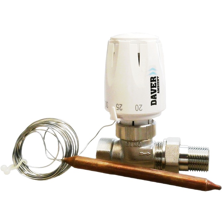 Kit termostatic de protectie la supratemperatura, cu olandez de 1/2", reglaj 20 … 60 OC, Daver