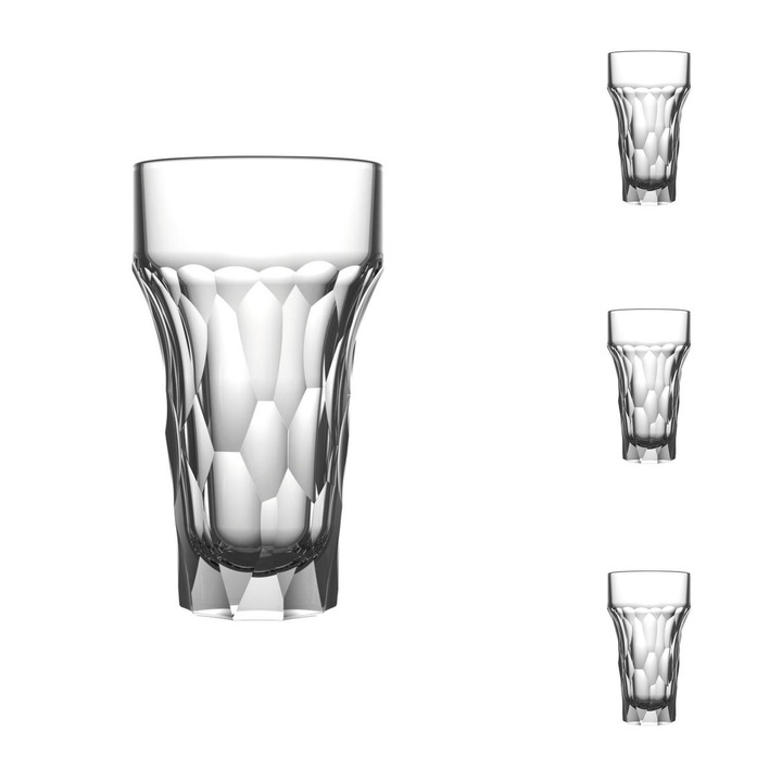 Set pahare bere, 4 piese, 4 x 43 cl, sticla foarte rezistenta