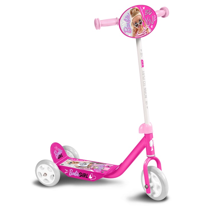 Тротинетка за момиче с 3 колела, многоцветна, 2-5 години, макс. 20 кг, регулируемо кормило, противоплъзгаща платформа, Barbie
