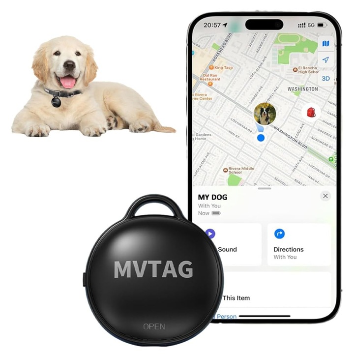 Smart Tag против изгубено устройство с аларма Съвместим с Apple Find My Locator в реално време за деца Домашни любимци Възрастни AirTag Bluetooth за ключове Багаж Черен
