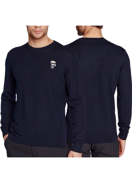 Мъжки пуловер, Karl Lagerfeld, Вълна, Тъмносиньо, Тъмносин