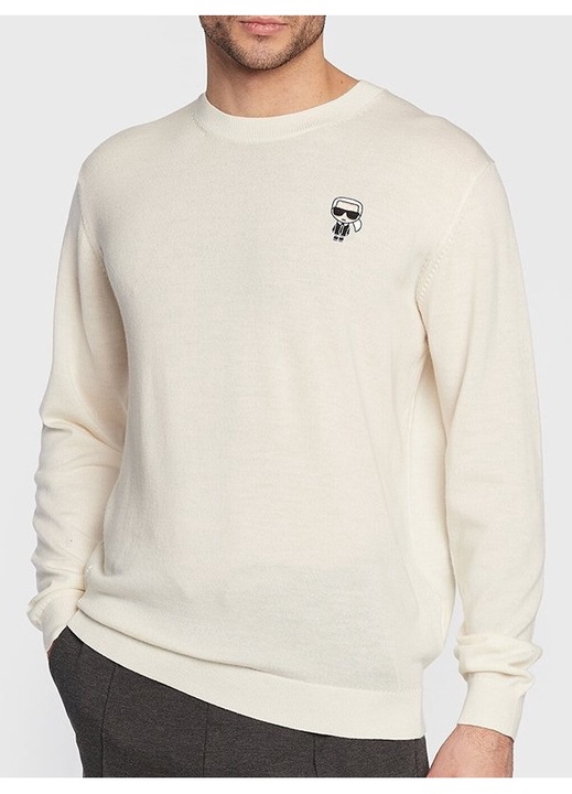 Мъжки пуловер, Karl Lagerfeld, вълна, екрю, Екрю