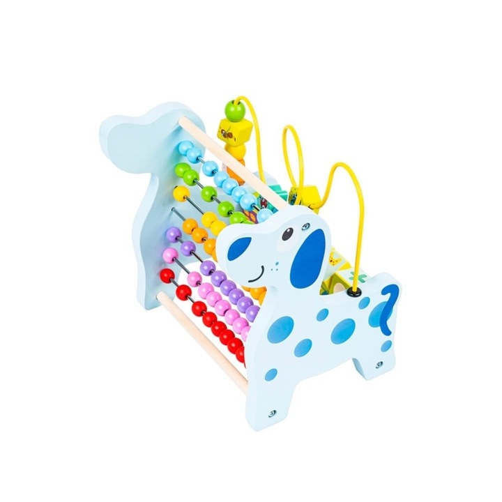 Abac 3 in 1 cu numaratoare, lemn, multicolor