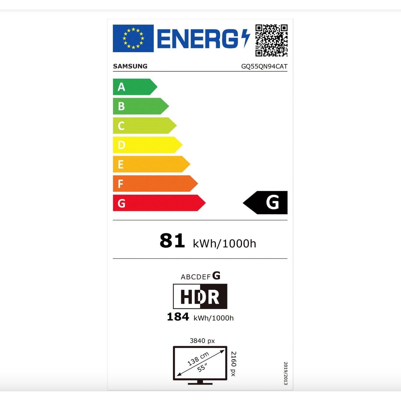 Televizor Neo QLED Samsung GQ55QN94CAT, Smart TV 4K UHD, HDR, control vocal, functie de inregistrare, Dolby Atmos, 100 Hz, 138 cm, Negru