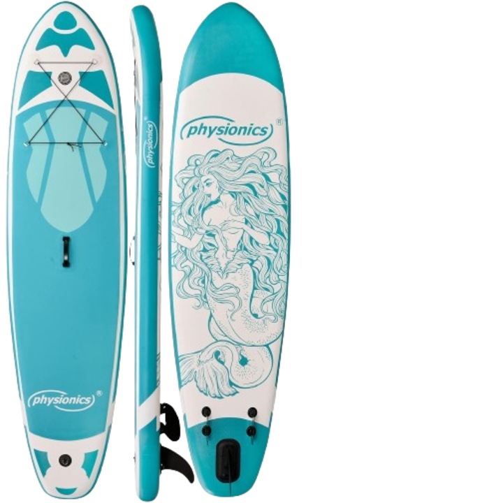 Placa gonflabila Paddle Board Physionics, ‎366 x 80 x 15 cm, verde menta