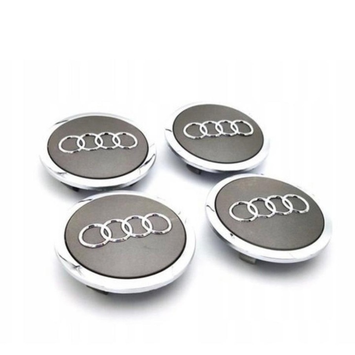 Set 4 capacele roti 69mm gri/argintii, Audi A3, A4, A5, A6, A7, A8, Q3, Q5, Q7 pentru jante