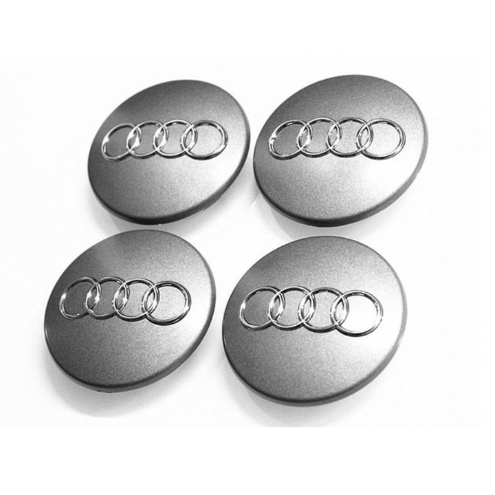 Set 4 capacele roti 60mm Audi A3, A4, A5, A6, A7, A8, Q3, Q5, Q7 pentru jante aliaj, Gri