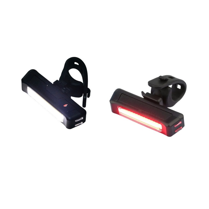 2 darab Carsons Comet LED lámpa, kerékpárhoz és robogóhoz, tölthető USB, 6 világítási mód, fekete