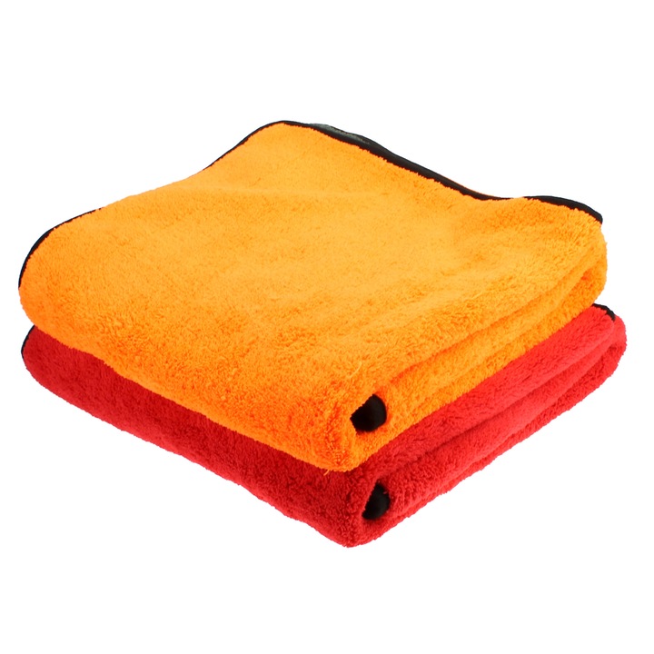 Set 2 Lavete Microfibra Profesionale Detailing Auto si Uz Casnic, tip Prosop Plusat Absorbant, multicolor, 90x60cm 700GSM