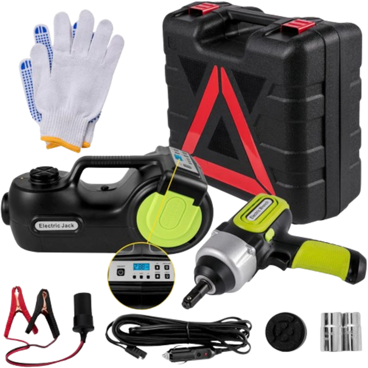 Kit cric auto, Vevor, 12V, Capacitate de 5 tone, Lumina LED, Cheie de pompare