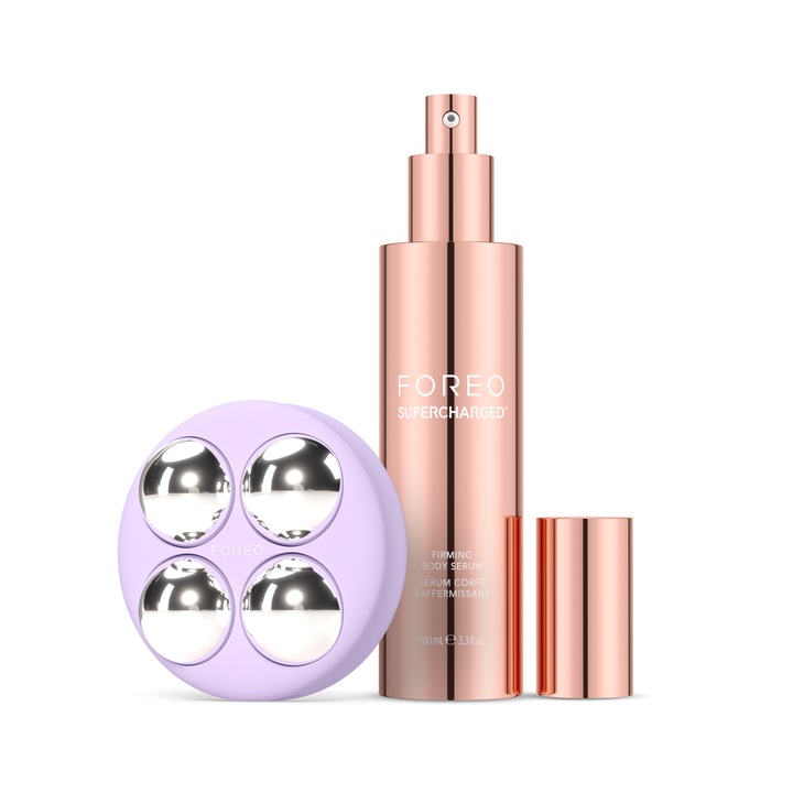 Aparat de masaj pentru modelarea corpului cu microcurenti FOREO BEAR 2 body, + Ser conductiv SUPERCHARGED Firming Body Serum, Masaj anti-celulita si drenaj limfatic, Conturare, Masaj corporal